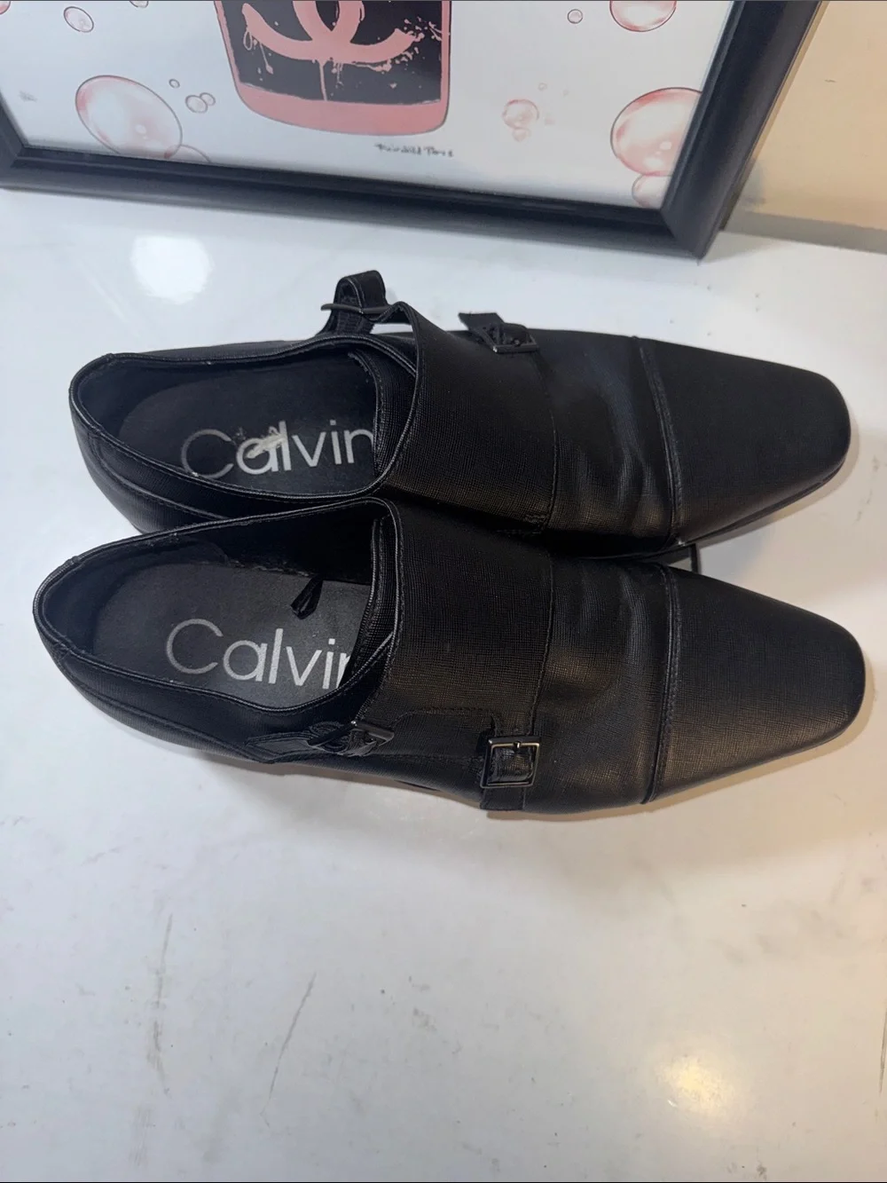 Calvin Klein Black Double Monk Strap Leather Oxfords - Men’s Size 9.5